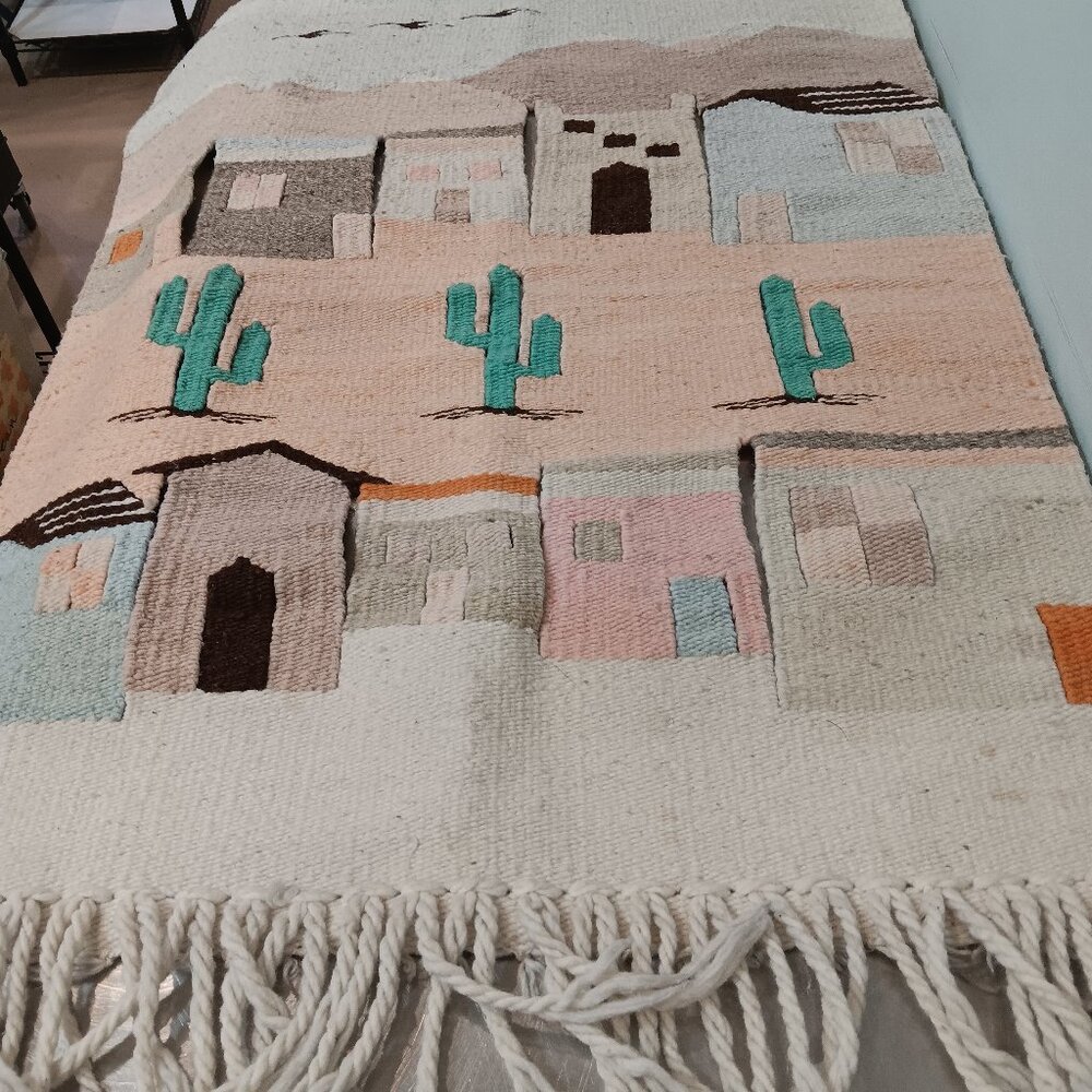 Tapestry Wall Hanging Tribal Motif of Cactus 35" X 28"